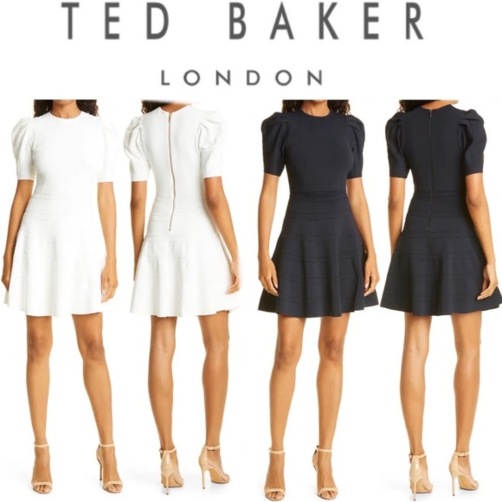 TED BAKER Llorna Statement Sleeve Skater Dress 298$